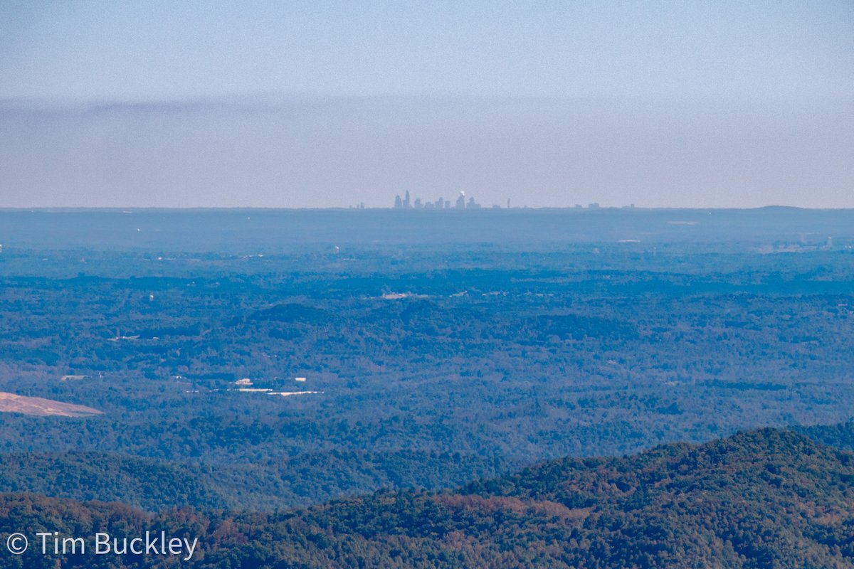 TimBuckleyWX's tweet photo. It was a "see Charlotte from the Blue Ridge Parkway" kind of day. 

Crystal clear visibility, you could even see it with your naked eye. https://t.co/yohv6j71UL