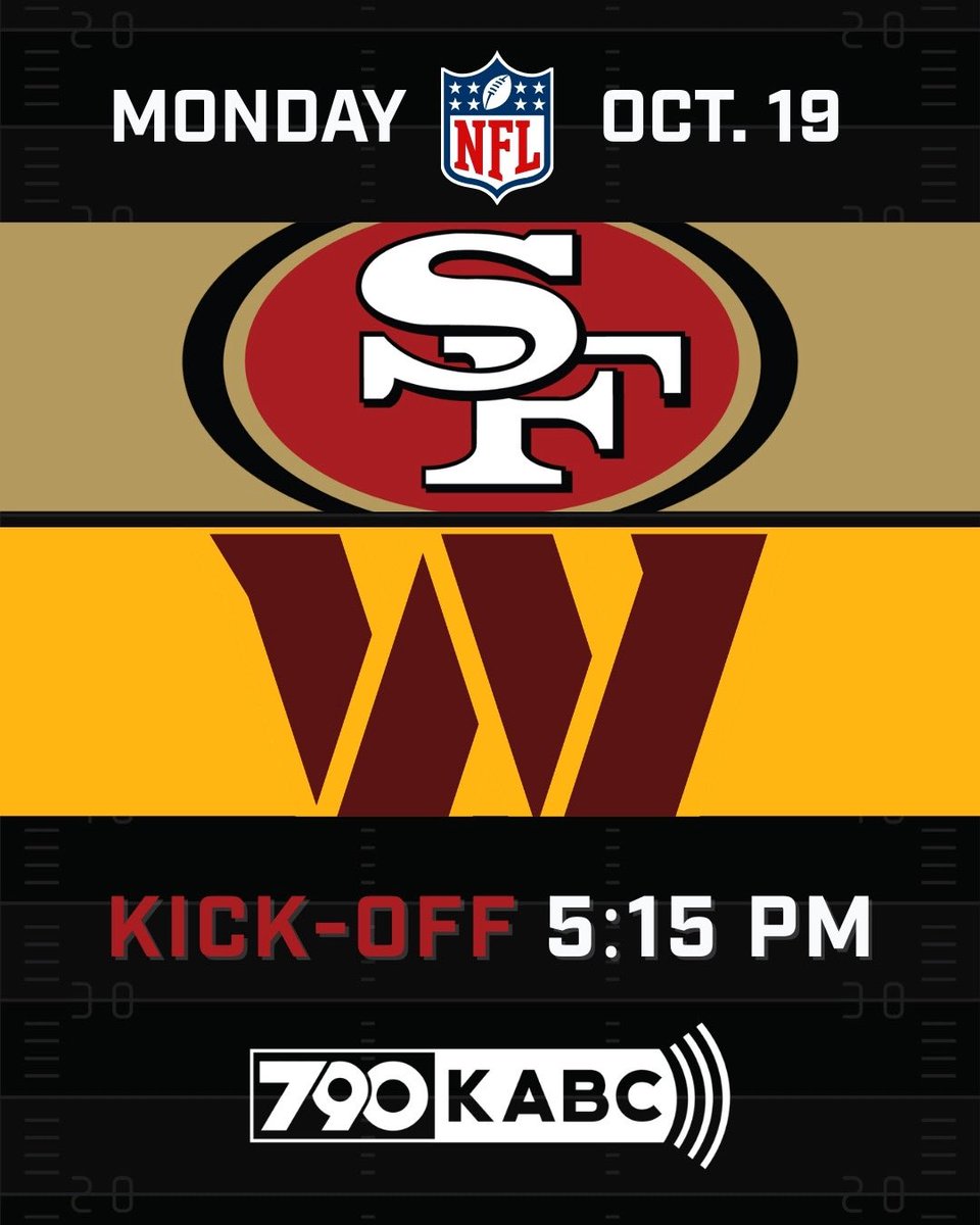 KABCRadio's tweet photo. MNF looks good in The Bay 😤

🔥 LISTEN LIVE 🔥
📻: 790 AM
🖥️: https://t.co/dmM3onEhGy 
📱: 790 KABC FREE App https://t.co/4v13gyB1qZ