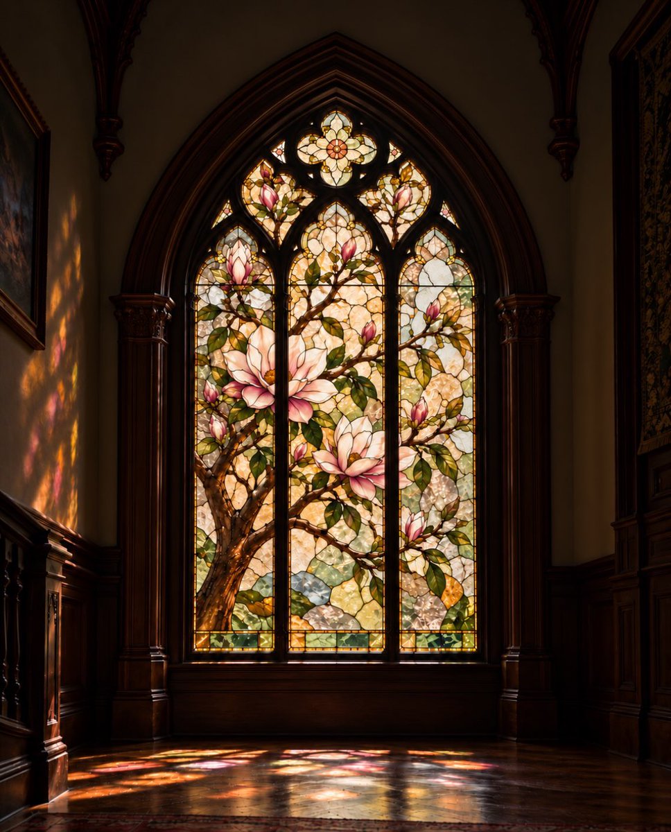 sehviyat's tweet photo. Gothic stained glass botanical window art. https://t.co/zfhe0vCBWD