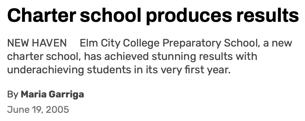 Dale_Chu's tweet photo. In 2005, as principal of Elm City College Prep, Reading Mastery (Direct Instruction) was at the heart of our reading curriculum.

The New Haven Register took notice.

Twenty years later, we're still debating it. https://t.co/v6yxGCWU7k
