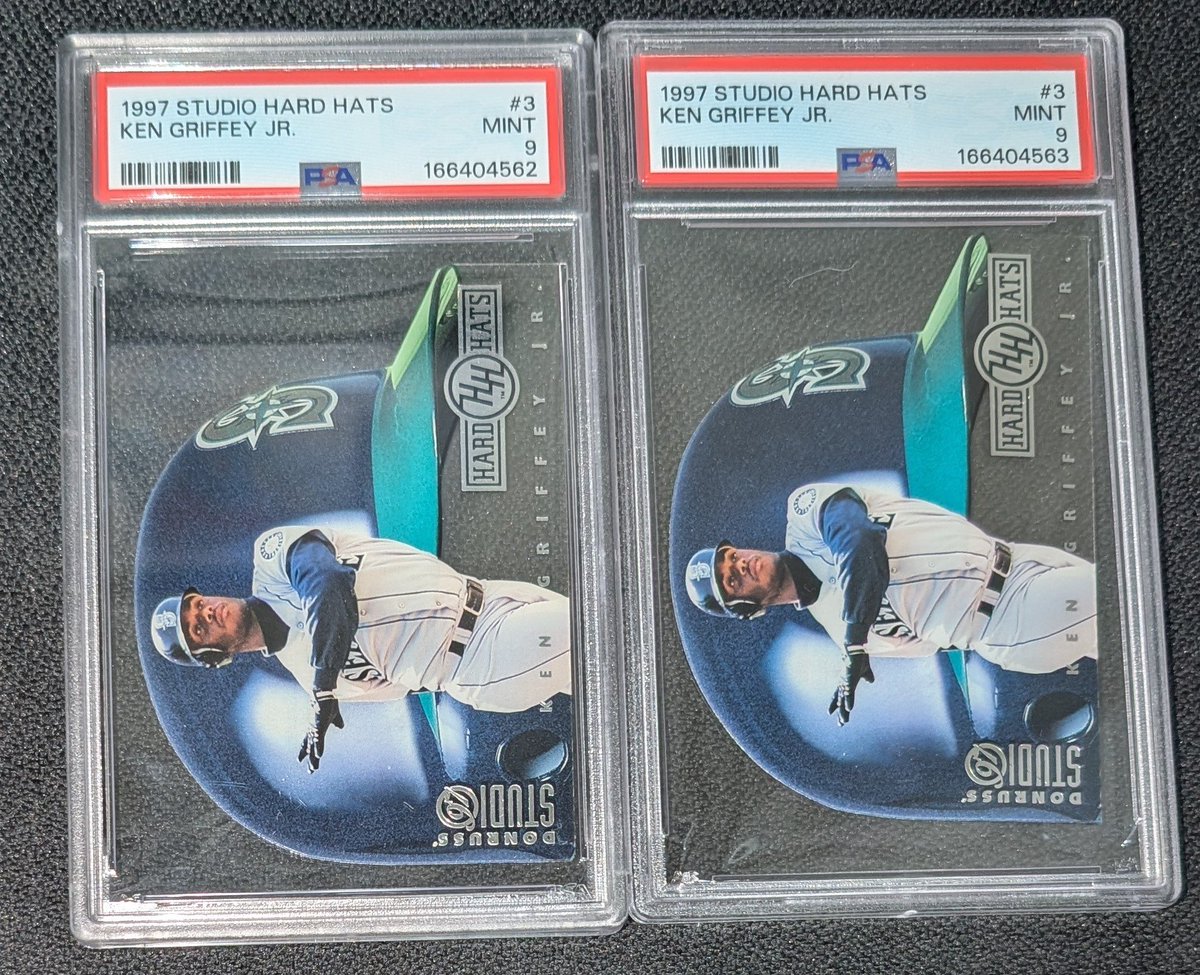 CardsThings's tweet photo. Last ones up!

Ken Griffey Jr hard hats PSA 9 /5000
$350 each, 2 available 

See pinned for rules/ shipping
#CardsThingsStax https://t.co/ZlAfMnA2zs