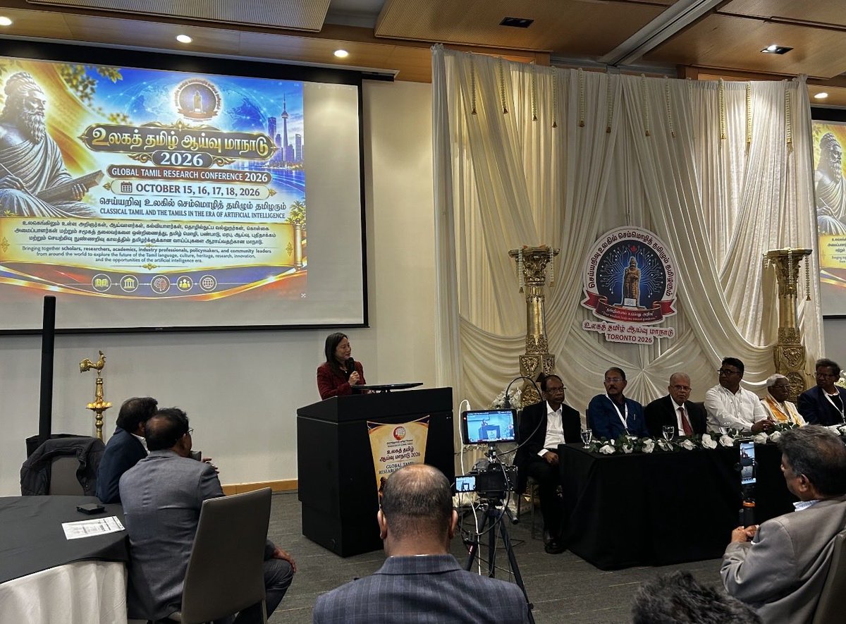 JeanYip3's tweet photo. 🌏📚 Over 2,500 years of Tamil heritage meets the future of AI! 🤖

The @tamilfederation 2026 Global Tamil Research Conference brought together scholars, researchers and innovators from around the world to explore Tamil’s rich heritage and its future in language technology, culture, history and sustainable development.

✨ The global tamil research shows how preserving our past can open doors to new ideas, global collaboration and innovation. Congratulations to everyone working to advance the recognition of Tamil as one of the world’s oldest classical languages! 💬

#Scarborough