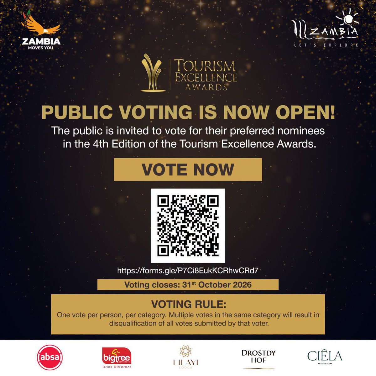 MeizierMuyenga1's tweet photo. I’ve been nominated for Tourism Personality of the Year at the Zambia Tourism Excellence Awards! 🏆🇿🇲This is  my first-ever nomination and I’d really appreciate your support! please vote  Meizier Muyenga in the Tourism Personality of the Year category . https://t.co/7866ICxCFP https://t.co/g5vEQ4fqbn