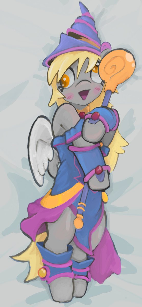 6leves's tweet photo. Derpy showing off her wonderful Dark Magician Girl costume! #mlp #derpyhooves https://t.co/OZlsIJCWmd