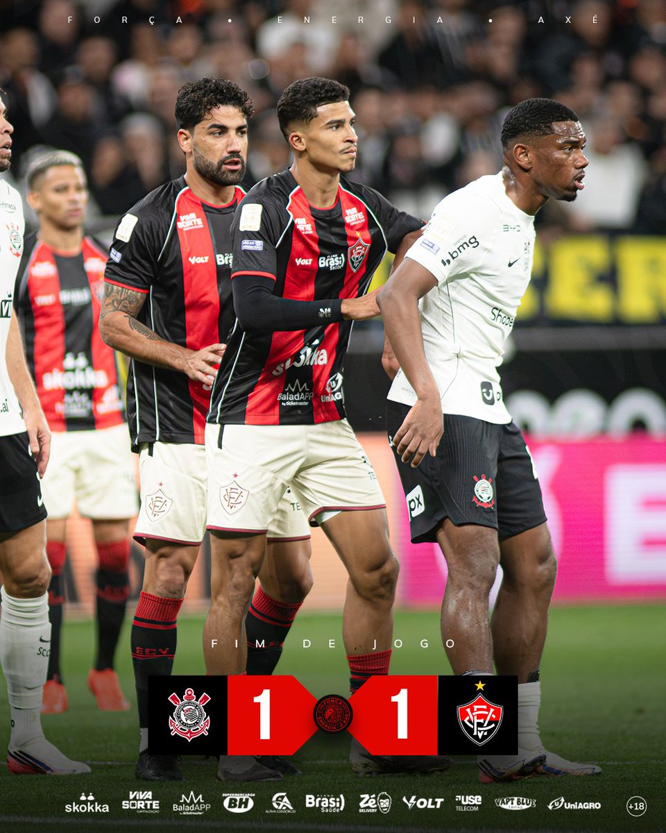 ECVitoria's tweet photo. Jogando fora de casa, com gol de Renê, o Leão empata contra o Corinthians. Nosso próximo adversário será o Athletico PR, no Barradão, valendo a 32ª rodada do Brasileirão. 

📸 Victor Ferreira | EC Vitória

#PegaLeão #ForçaEnergiaAxé #Brasileirão2026 #JogaremosJuntos https://t.co/yhhNLgMP5X