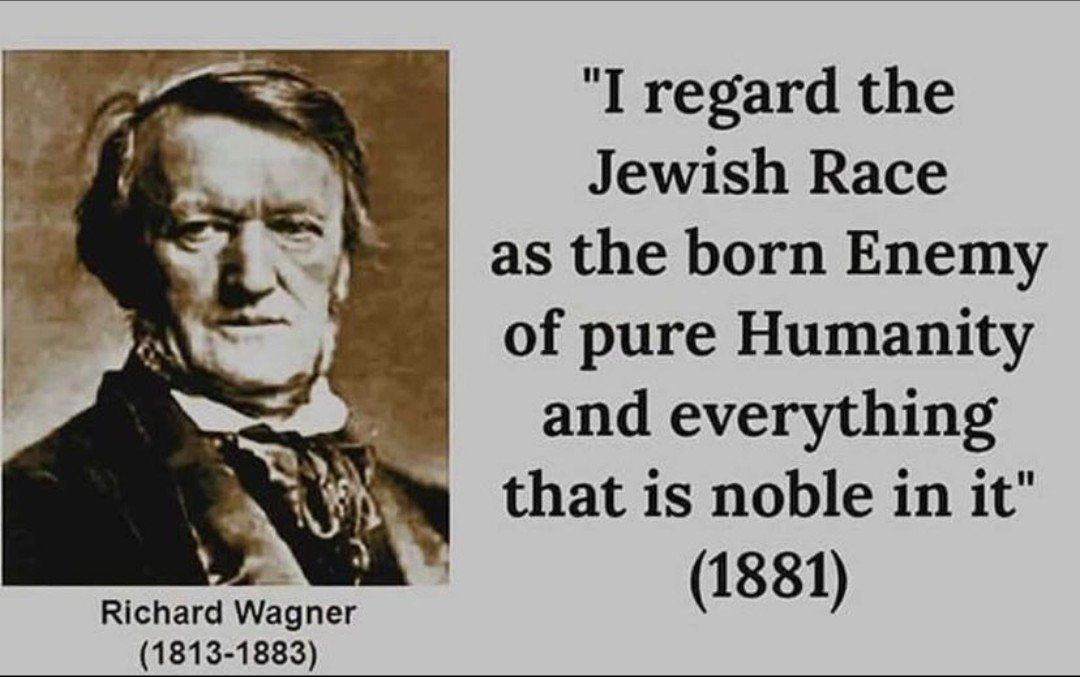 Maddi0578PG's tweet photo. Wagner wrote this in a letter to King Ludwig II of Bavaria in November 1881.

In the same letter he goes on to say that Germans would be destroyed by jews, and argued that jews were corrupting German art, language, and "spirit," and that this would eventually erode what he saw as authentic German identity. He cast himself as perhaps "the last German" still resisting it.