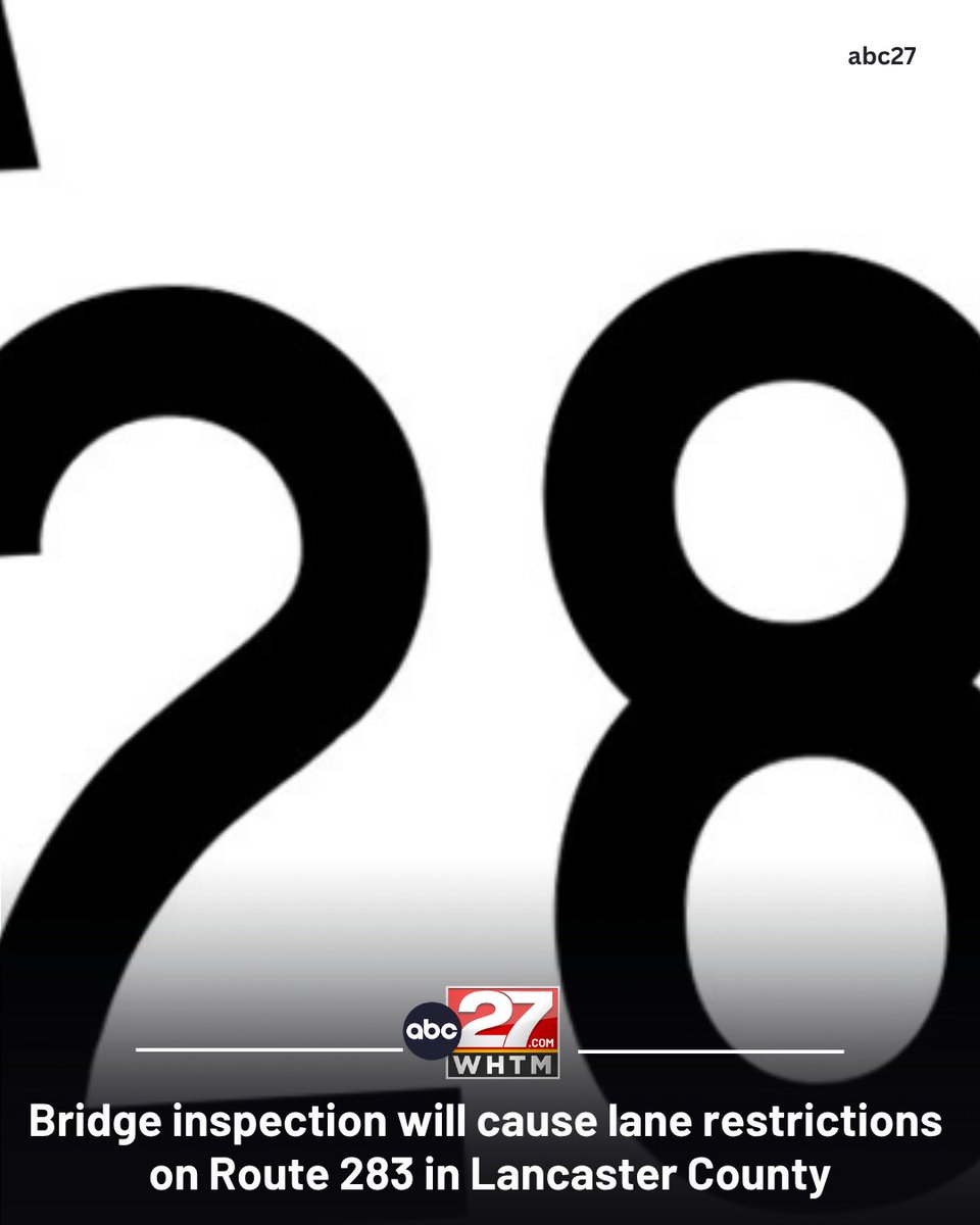 abc27News's tweet photo. An inspection of a bridge crossing Route 283 in Lancaster County is set to result in lane restrictions this week.

https://t.co/PUtUM1ycvp https://t.co/lwBoVKKu3S