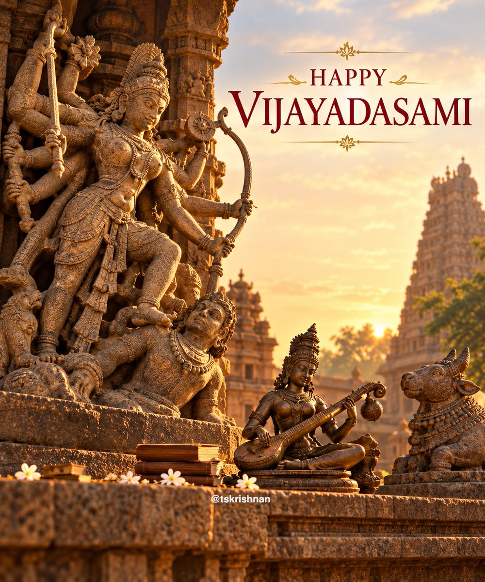 tskrishnan's tweet photo. Wishing you a blessed and joyous Vijayadasami!

May this Vijayadasami usher in wisdom, prosperity, and new beginnings. https://t.co/PPB25PojGl