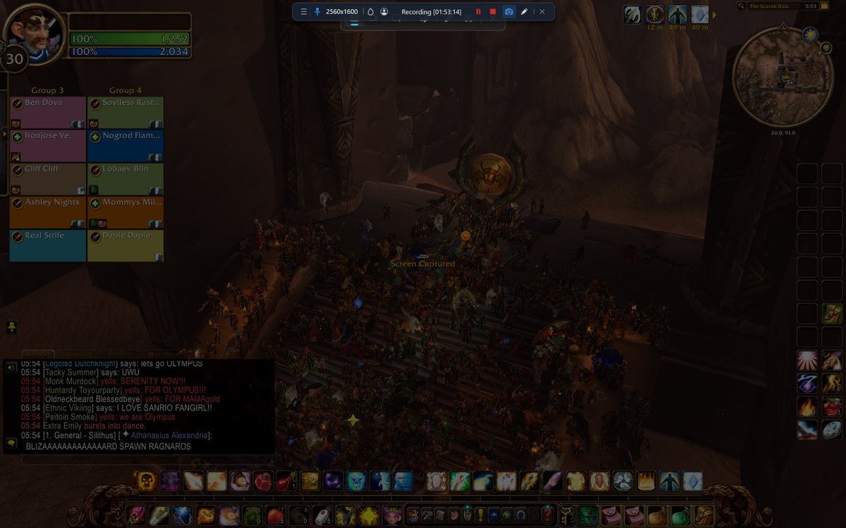 GaysForTrump's tweet photo. WORLD FIRST Anachronos kill on World of Warcraft Forever Beta by the Asmongold Guild Olympus!

Over 1,000 members trekked to Tanaris to kill the dragon guarding the Caverns of Time!

After we downed him, we headed to the Gates of Ahn'Qiraj in Silithus for a group photo! https://t.co/LNFvOaUCya