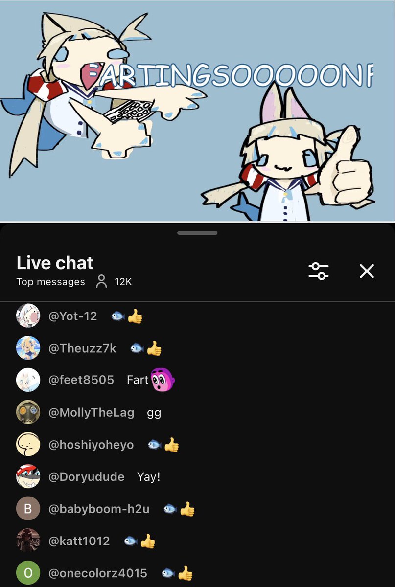 zukechum's tweet photo. I genuinely love how the chats go when she farts (takes break) 🐟👍 https://t.co/cwE52OqmH3