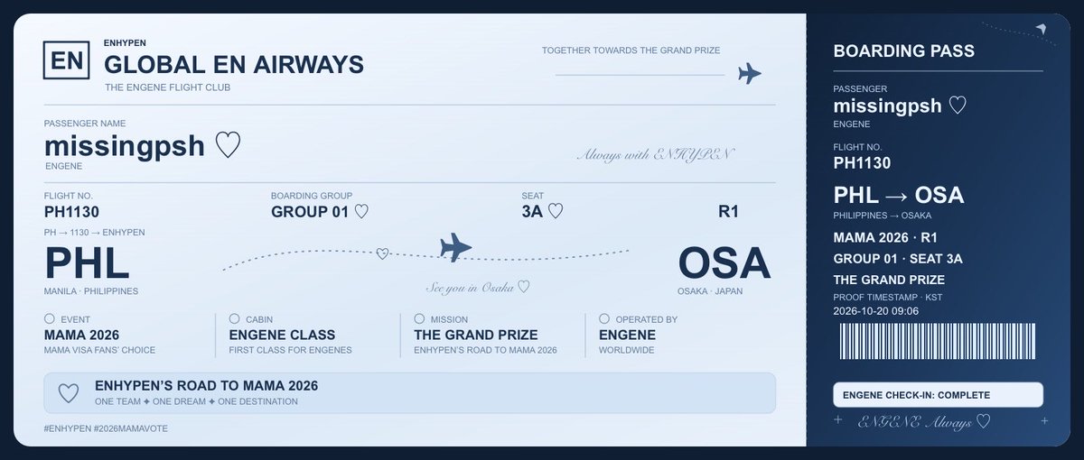 missingpsh's tweet photo. #PHL represent! ✈️

hala ang cute! 😭 as an aspiring Flight Attendant ENGENE, i am so kilig.

I vote #ENHYPEN on #2026MAMAVOTE https://t.co/4gfKfbu3gG