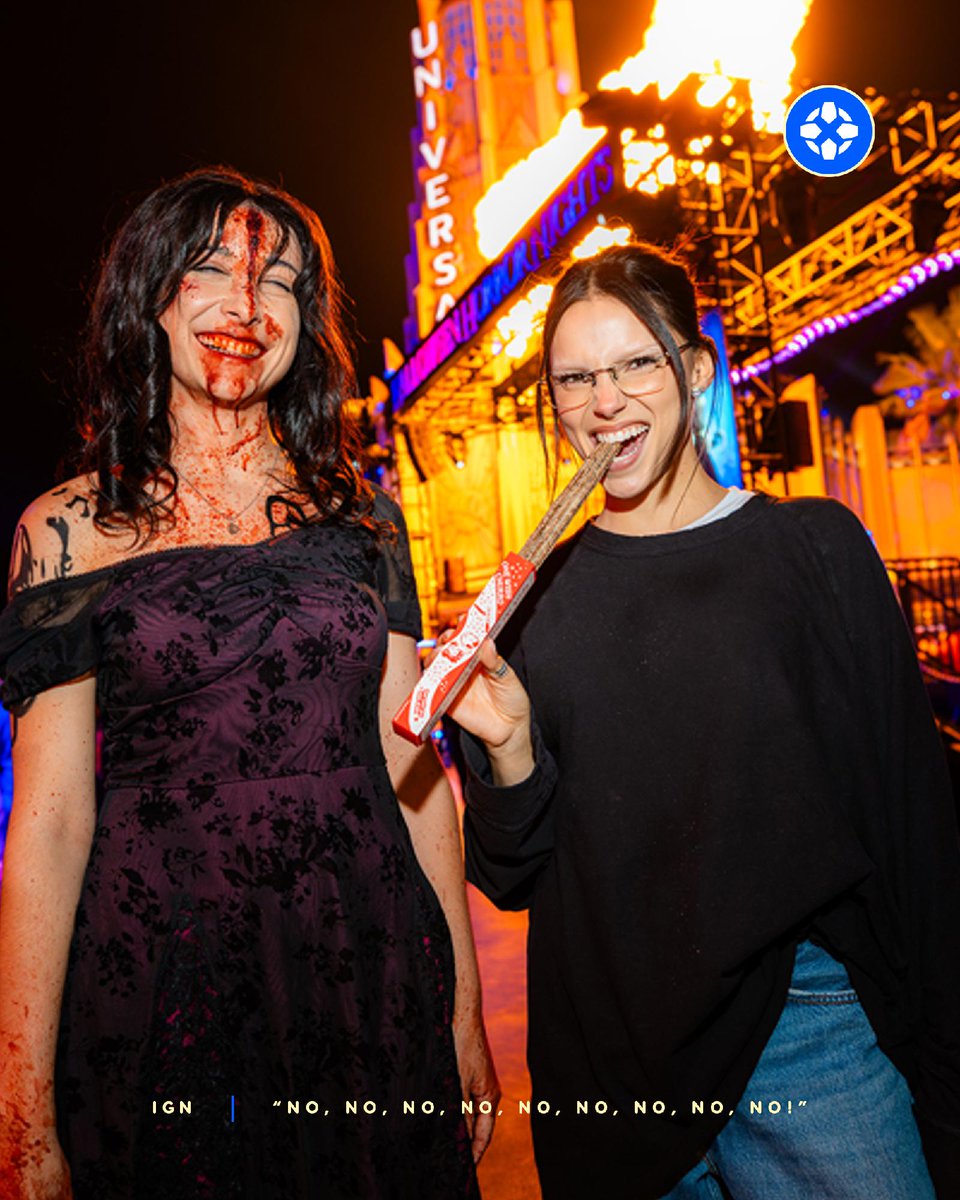 IGN's tweet photo. Obsession's Inde Navarrette met Nikki and ate a "One Wish Churro" when she visited Halloween Horror Nights this past weekend. https://t.co/O1mu3z9vFh