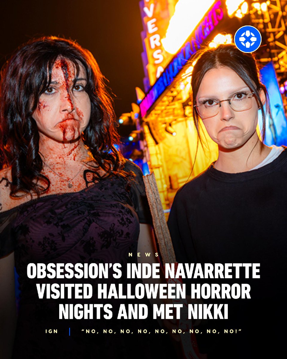 IGN's tweet photo. Obsession's Inde Navarrette met Nikki and ate a "One Wish Churro" when she visited Halloween Horror Nights this past weekend. https://t.co/O1mu3z9vFh