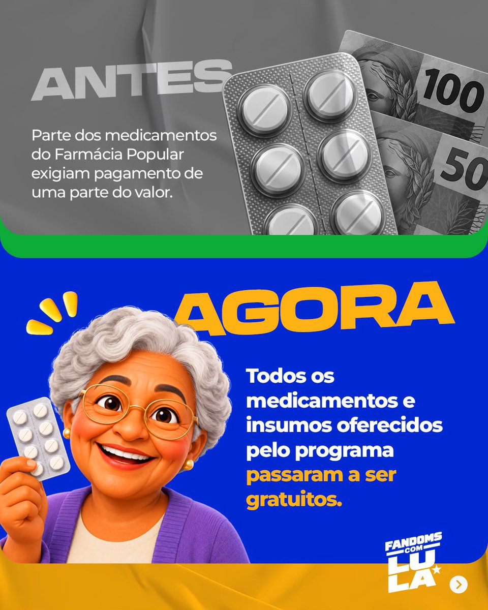 fandomscomlula's tweet photo. 🇧🇷 ANTES E DEPOIS DO GOVERNO LULA: O BRASIL AVANÇOU E PODE AVANÇAR AINDA MAIS!

Confira os cards, compartilhe e ajude a informação a chegar mais longe!

Acesse nosso site pelo link https://t.co/2azZSJoqH9 para encontrar mais materiais e publicar nas suas redes sociais.

#FandomsComLula #AvanteBrasil #BrasilAvançaMais #BolsaFamiliaSoComLula