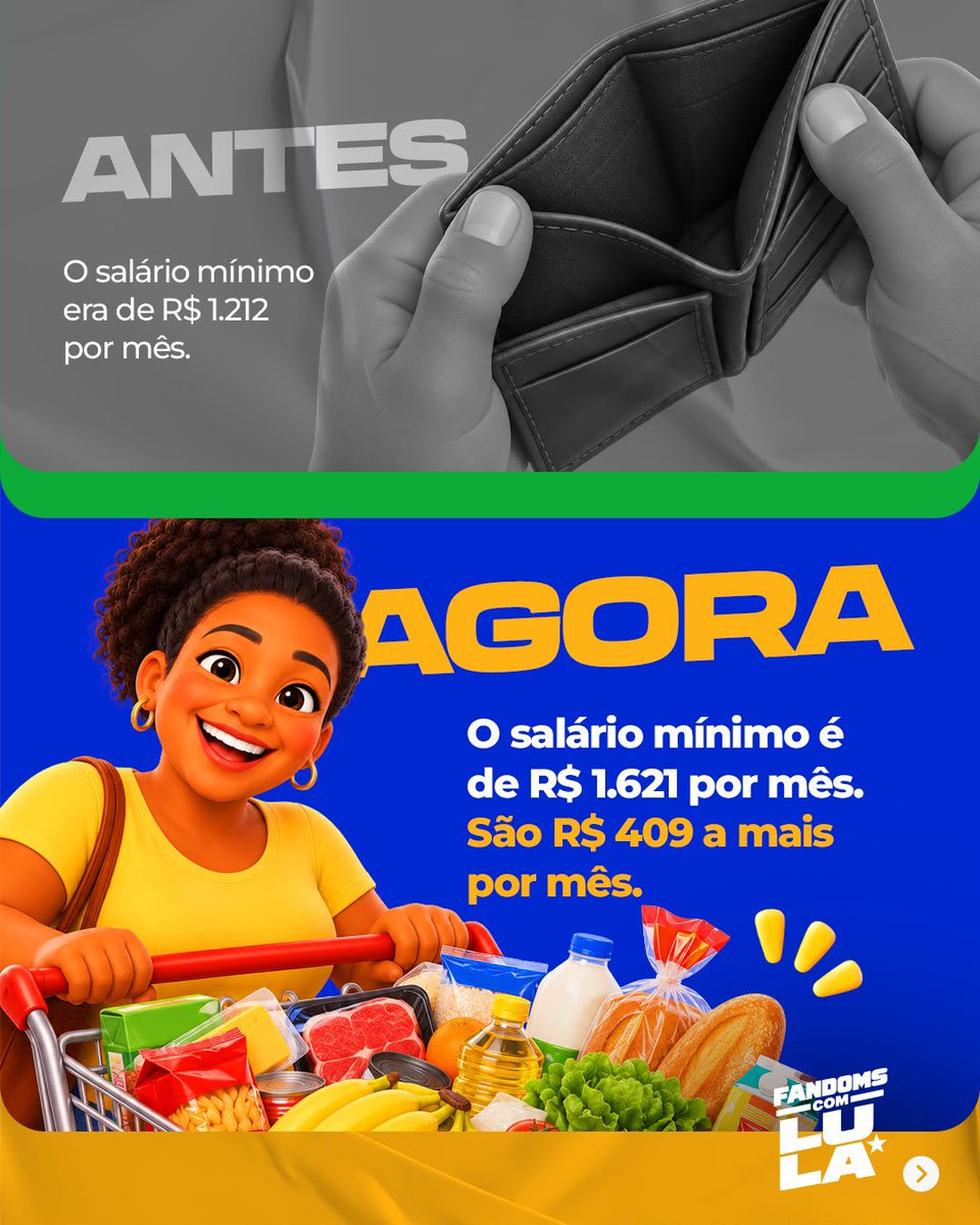 fandomscomlula's tweet photo. 🇧🇷 ANTES E DEPOIS DO GOVERNO LULA: O BRASIL AVANÇOU E PODE AVANÇAR AINDA MAIS!

Confira os cards, compartilhe e ajude a informação a chegar mais longe!

Acesse nosso site pelo link https://t.co/2azZSJoqH9 para encontrar mais materiais e publicar nas suas redes sociais.

#FandomsComLula #AvanteBrasil #BrasilAvançaMais #BolsaFamiliaSoComLula