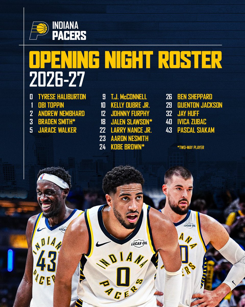 Pacers's tweet photo. Your 2026-27 Opening Night roster 🔥 https://t.co/0HtQVx2TiO