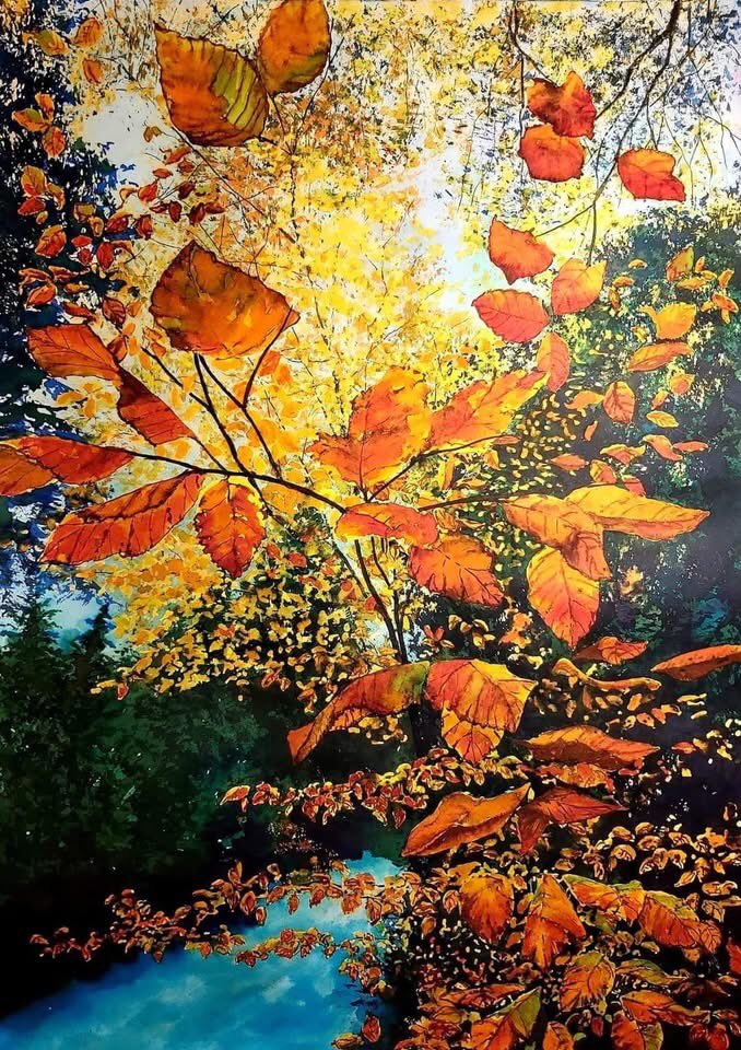 olgatuleninova's tweet photo. Katarina Vidmar (Slovenian, b.1966) 
"Autumn Glory," 2025 
Watercolor 
70 x 50 cm https://t.co/BDi1CNfEwM