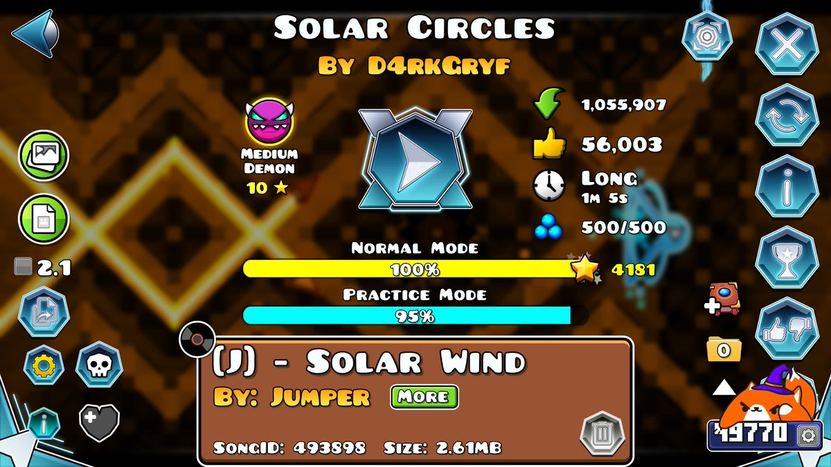 binzcato's tweet photo. Solar Circles 100% Medium demon #15
como nunca me voy a pasar Solar Flare, me pasé el original. 66 intentos, 93% x2 porque soy tonto. Muy buen nivel la verdad. https://t.co/K93KJkfnpp