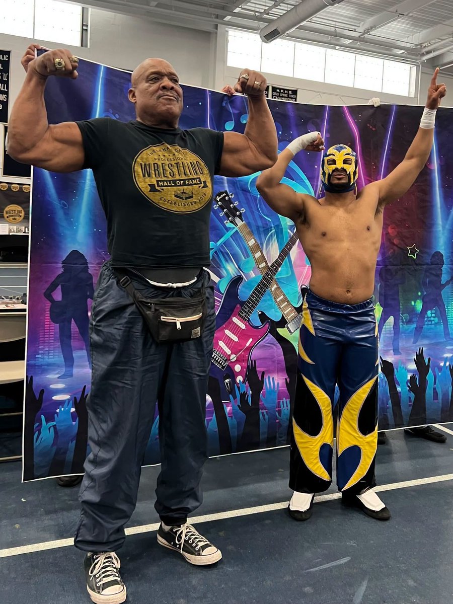 IPWHF's tweet photo. “Mr. USA” @RealAtlas Tony Atlas (72 years old) and Ichiban - as they get ready to do battle at Wrestling with Character https://t.co/yL9X22Peos