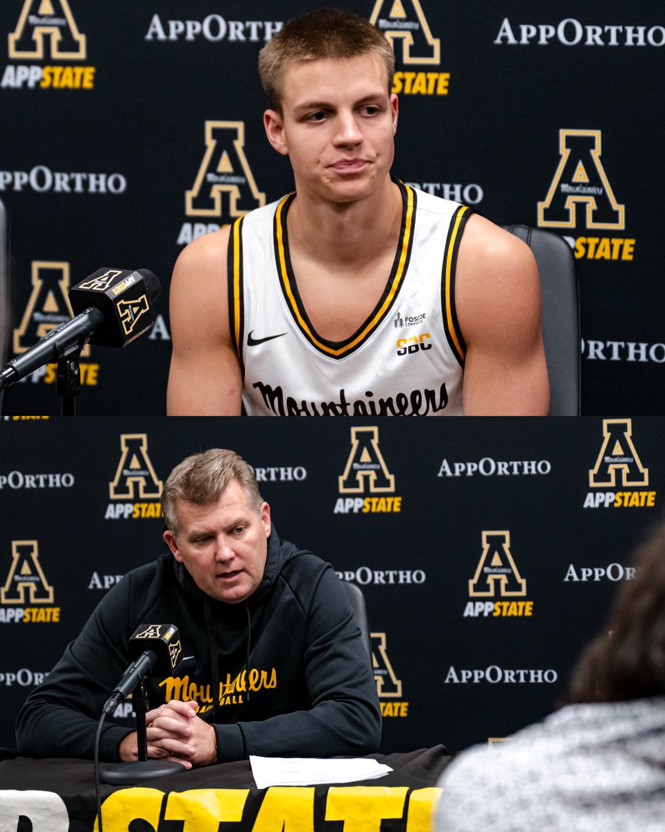 AppStateMBB's tweet photo. 𝐌𝐞𝐝𝐢𝐚 𝐃𝐚𝐲 𝐈𝐧𝐭𝐞𝐫𝐯𝐢𝐞𝐰𝐬 🎙️

Hear from our staff &amp; student-athletes as we prep for Tuesday’s home exhibition &amp; the Nov. 2 opener!

 - Andrin Njock, Eren Banks &amp; Ben Kopetzki
- HC Dustin Kerns
- Coach Mitchell, Fey &amp; Szorc

🔗 https://t.co/WrMaiNmLlE

#TakeTheStairs https://t.co/vb02leMGeq