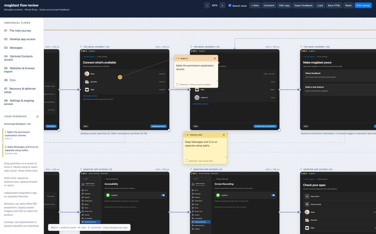 msg's tweet photo. im redoing https://t.co/6kvfS7NgJK onboarding and i built a skill for my process of having a canvas to review onboarding and provide notes and comments to coding agents. lmk if you find it useful

https://t.co/xsS6fJgwc7 https://t.co/SlzdMQLvs4