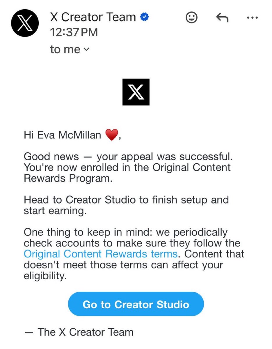 EvasFSD's tweet photo. Thank you X @X team. I am enrolled in the Original Content Rewards Program! Love you guys. https://t.co/6gNnLdBOls