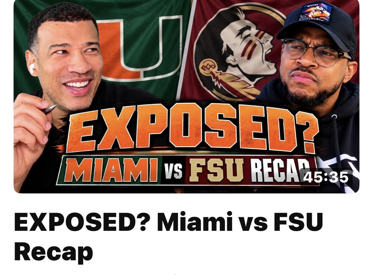 michaelyo's tweet photo. New Pod 🚨🚨 EXPOSED? Miami vs FSU Recap
https://t.co/3Fmfi0rX43 https://t.co/2sMdUUFced
