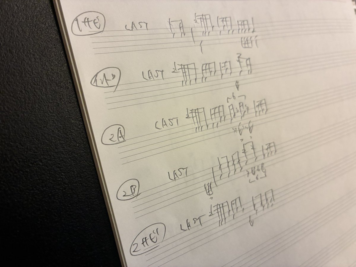 LEABLAST's tweet photo. イチゼロの新曲の要所をチャチャっとメモしたりしつつ覚えつつ、身体に叩き込んでいくというのが最近の練習です🥁 https://t.co/dtXs0al6fg