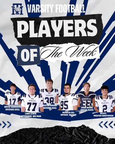 Football_TMHS's tweet photo. Congratulations to our Players of the Week vs. Klein Forest! Let’s roll it again this week! #BECATS @TISDTMHS @TISD_athletics @CoachJDCary https://t.co/PGEwlCceQA