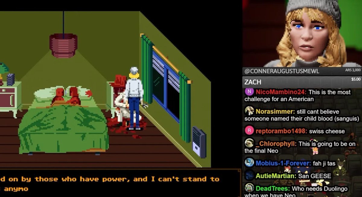 NewBlood's tweet photo. The mad lad @NeoCranium is back with another stream, this time as Julia Tenebris???

and the vtuber avatar changes between pixels and live action?????!!

Bruh. https://t.co/CS74BHIrtc