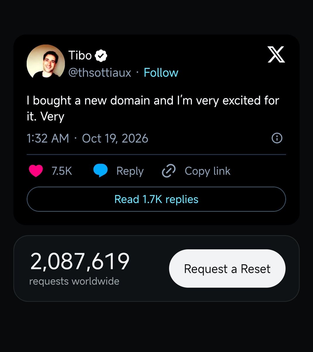 TokenGremlin's tweet photo. WE MIGHT HAVE JUST GOTTEN THE FIRST SIGN OF GPT-6.5!

The domain https://t.co/fYY2fhkNm2 has a hidden "6.5" in its source code and a countdown to November 1, 10AM SF time. That's exactly Day 28 of Tibo's 28 days.

Either this is the biggest troll of the week, or someone knows something we don't.