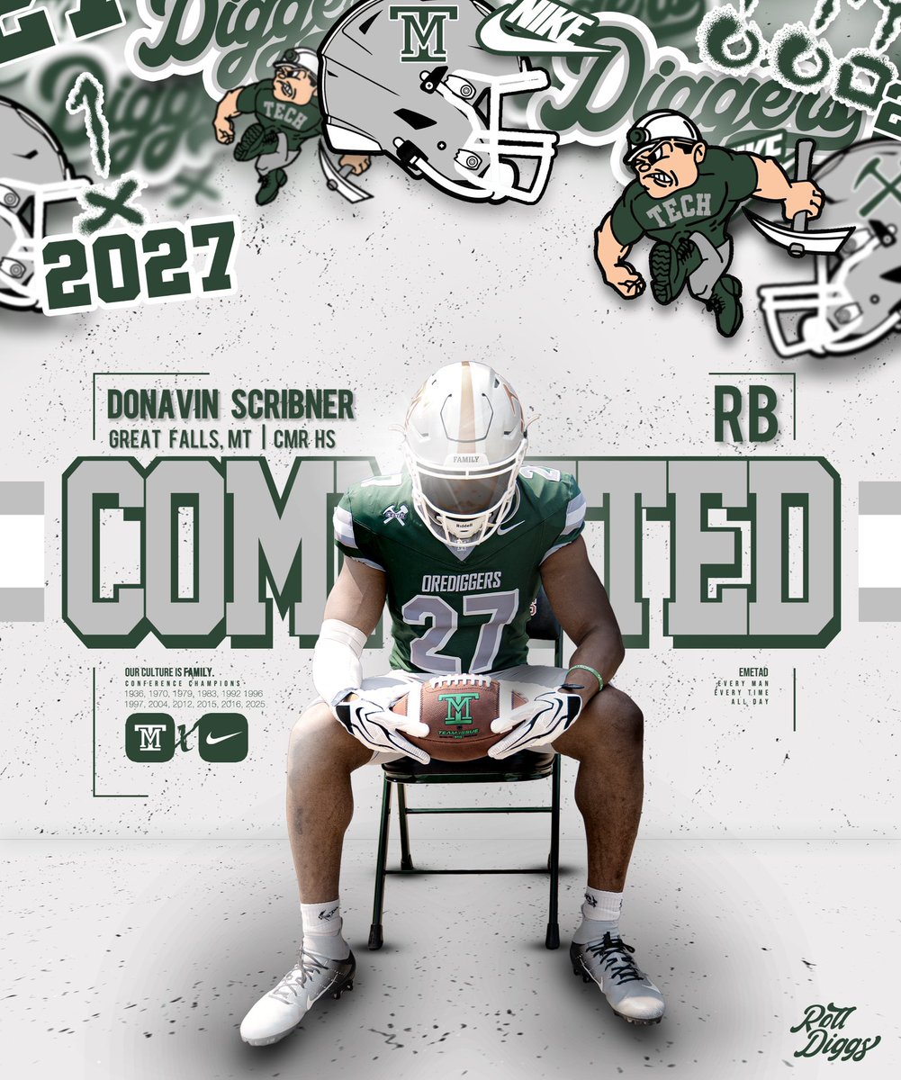 DonClark824's tweet photo. I’m extremely blessed to announce my commitment to @MonTechFootball! I want to give a thank you to my family and coaches for all the support! Thank you @CoachKyleSamson and @CoachTravisDean and the rest of the coaches for this opportunity!
#DiggsFam27⚒️
@CMRFootball https://t.co/nX2ZCZwvxa