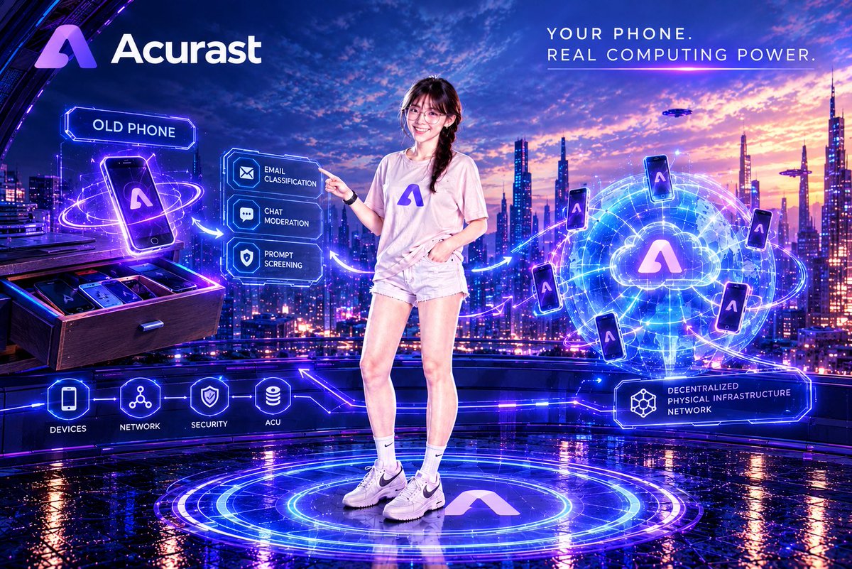 0xPeggy_'s tweet photo. Acurast: Turning the old phone in your drawer into a computing resource

When discussing AI infrastructure, most attention is focused on building increasingly massive data centers. 

Acurast takes a different approach: leveraging hardware that people already own such as that old phone sitting idle in a drawer. @Acurast 

What kind of tasks is it suited for?
Training a cutting-edge model is a vastly different undertaking from classifying emails, filtering messages, or running a small decision-making model. 

While phones have limitations, there is still a market for small, repetitive tasks that do not require an entire cluster of GPUs. This is where the intersection of AI and DePIN (Decentralized Physical Infrastructure Networks) becomes compelling.

Try it out yourself
Laya demos showcase decision-making models running on the CPUs of Android phones handling tasks like email categorization, chat moderation, and screening for prompt injection. 

Acurast notes that each decision takes approximately 0.2–1 second. You can test it at https://t.co/nKBZiw09xe and see which device is processing your request. The development team also acknowledges certain limitations: classification errors can occur, and queues may grow longer when the volume of requests exceeds a phone’s processing capacity.

The trust challenge
If a phone belongs to someone else, how can you be sure that the device executing your task is legitimate? Acurast employs hardware-based attestation (Google Key Attestation and Apple App Attest) and monitors for revoked credentials, removing compromised or invalid devices from the pool of those eligible to receive tasks and earn rewards. @Acurast 

Verification is therefore continuous, rather than occurring only when a device first joins the network. That said, the security model remains dependent on the hardware manufacturers and platform providers.

The role of ACU
ACU serves several defined functions: covering network fees, incentivizing the provision of computing power, staking, and governance. The most notable mechanism is "Staked Compute": providers lock up tokens to commit a specific amount of computing power, while ACU holders who lack hardware can delegate their tokens to these providers. 

Benchmarks and "heartbeat" signals monitor capacity and availability, ensuring providers have an economic incentive to honor their commitments.

It is worth noting that the tokenomics include an annual inflation rate of 5%, with 70% of that allocated to the Staked Compute Pool. Therefore, staking rewards should not be confused with revenue generated from customers paying for computing services. While incentives can help build supply, it is the return of actual customers that truly validates the value of that supply.

Key metrics to track:

•Number of paid tasks and the rate of returning developers
•Cost per successfully completed task
•Stability under sustained load
•Growth in usage relative to token-based incentives

These metrics offer a much more meaningful picture than simply counting the number of registered devices.

How to get started?
The "Cloud Rebellion" program allows you to explore the ecosystem by completing tasks, deploying applications, and onboarding a supported device to the network. @Acurast 

You earn "MIST" points which are distinct from ACU tokens. My advice: try out the demo and use a spare device before making any further investments.