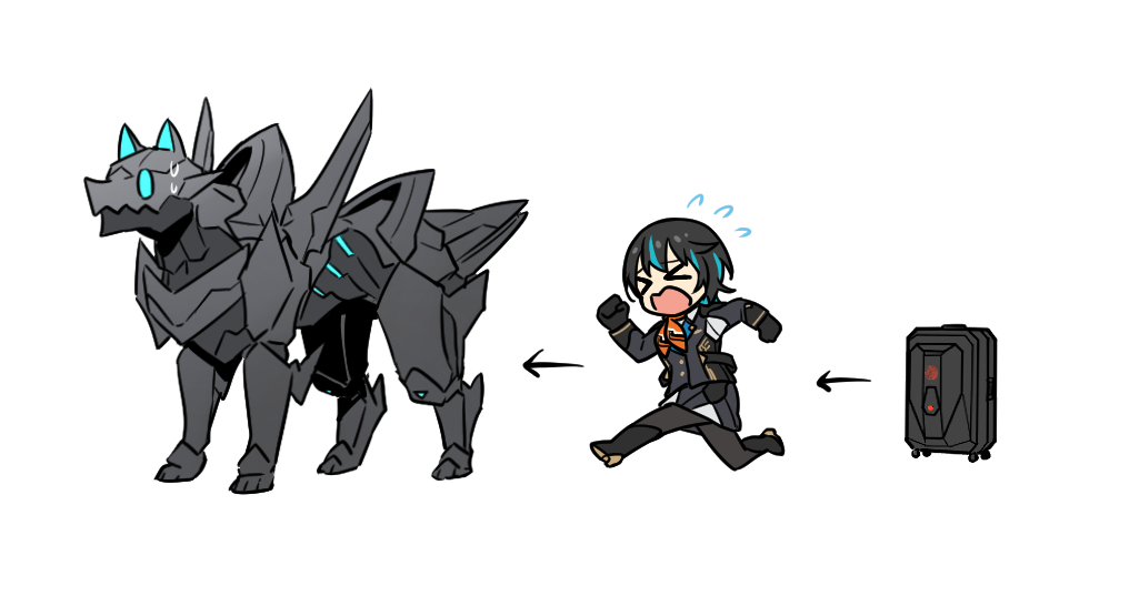 Reysyu02's tweet photo. ええと、ビークルモードはメカケモモードとして搭載されておりまして、スーツケースはデ●モンでいう幼年期にあたります。 https://t.co/BTQn0fZXf7