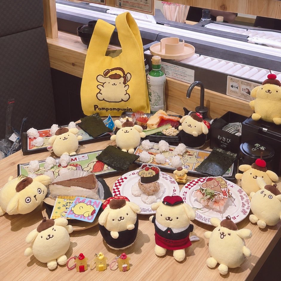 pompom_m39's tweet photo. 明日から第二弾૮₍ ˶•⤙•˶ ₎ა
スシロー×ポムポムプリン🍮🍣 https://t.co/JhdSUOF8XU