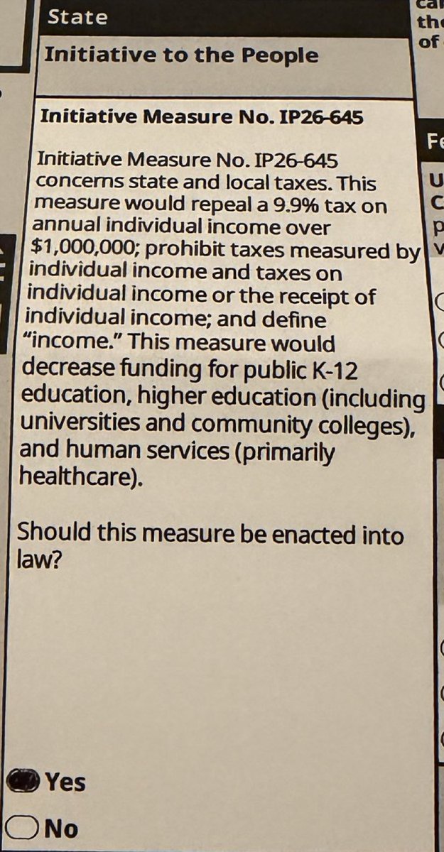 PNWConservative's tweet photo. 🚨Washington Voters Repeal the Income Tax

VOTE YES ON IP26-645 to REPEAL THE INCOME TAX

❌WA Democrats are already trying to REDUCE the threshold to $250,000 for families.

❌Repealing the tax does NOT decrease funding for anything. It doesn’t go into effect until 2028. https://t.co/knUL5vkvGE