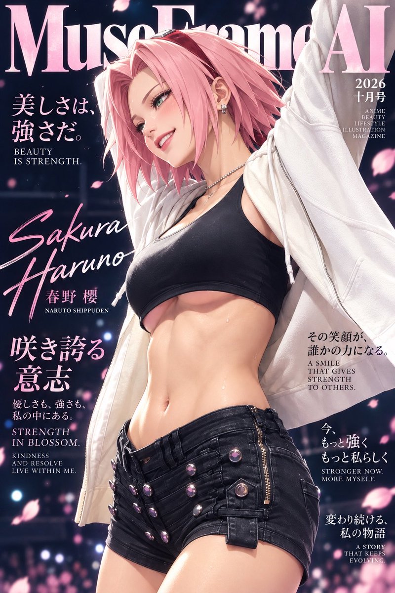 MuseFrameAI's tweet photo. SAKURA HARUNO|Strength in Blossom 🌸
A familiar smile, a stronger spirit.
Sakura Haruno brings strength, confidence, and effortless style into a new era.
#SakuraHaruno #Naruto #AnimeArt #MuseFrameAI https://t.co/IYxeNuVkZA