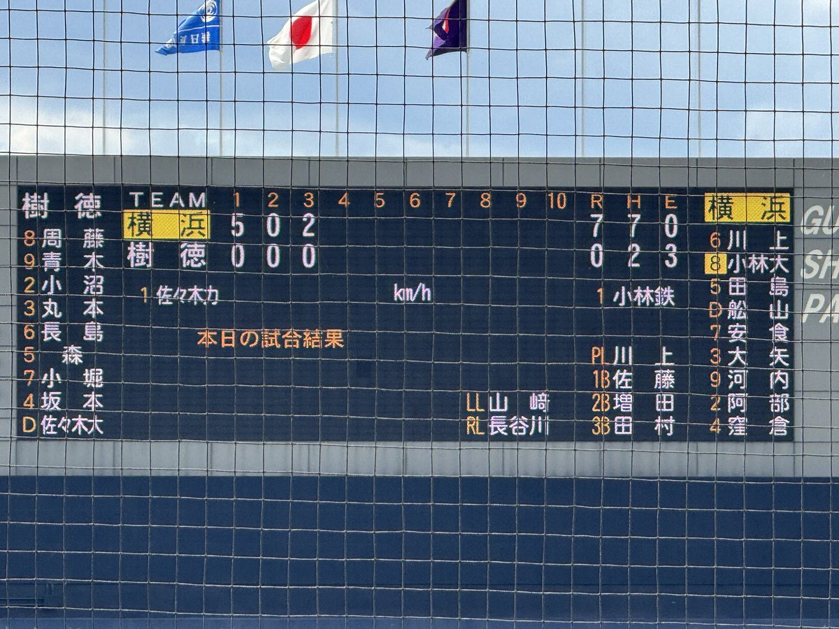 canon_boys's tweet photo. 第79回秋季関東地区高校野球大会
⚪︎上毛新聞敷島球場
【準々決勝】
第1試合
3回終了
横浜（神奈川2位）7ー0樹徳（群馬2位）

横浜
3回に河内選手のヒットとエラー、窪倉選手のスクイズで2点追加！

#高校野球　#関東大会 https://t.co/9PeVhLk1Cu