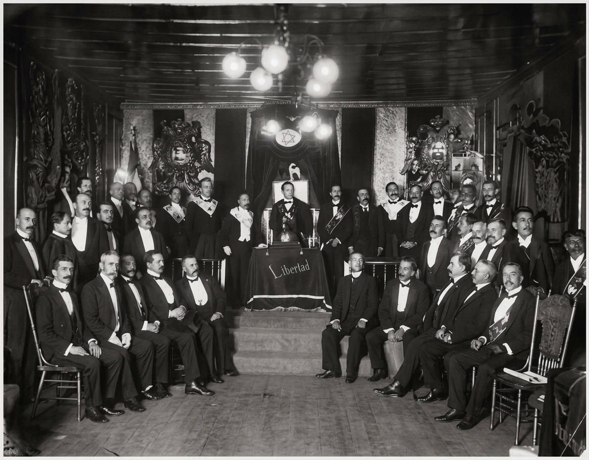 MrLotario's tweet photo. Estos son los hombres que organizaron la Revolución mexicana, nada que ver con esa historia romántica hollywoodense de campesinos y caudillos rebeldes que te contaron en la primaria y las películas...

Esta imagen de 1907 (circa), restaurada con los más sofisticados sistemas de IA, nos permite identificar con mayor claridad a sus destacados miembros. (Abajo de este tuit verás la fotografía original con su descripción).

Al centro de la imagen, al lado izquierdo del podio, encontramos al "Apóstol de la Democracia", Francisco I. Madero, maestro masón grado 33: Gran Inspector General de la Orden (el grado máximo de este rito), como miembro honorario durante la ceremonia de ascenso de grado de José María Pino Suárez al grado 30 del Rito Escocés, del lado derecho del podio.

La Revolución mexicana fue un complot masónico que se orquestó en la logia masónica Lealtad n.º 15, con el objetivo de acabar con el monopolio administrativo de "los Científicos", la corriente masónica encabezada por Porfirio Díaz, que era menos dogmática, más cosmopolita, tecnocrática y partidaria de la modernización, con una orientación más flexible y abierta a las ideas, los capitales y las influencias extranjeras.

En cambio, la corriente "democrática" de Madero era completamente dogmática, anticlerical, nacionalista y muy esotérica. Y aunque su logia se llamaba "Lealtad", hoy ha quedado comprobado que no eran nada leales y entre ellos se traicionaban entre sí.

Porfirio Díaz era la cabeza del Rito Escocés, que desde 1890 controlaba todo el poder y casi todas las logias mexicanas, incluida la Gran Logia del Valle de México. Esto generaba mucho descontento, principalmente entre las logias del norte del país.

José María Pino Suárez, a la derecha del podio, recibiendo el reconocimiento del grado 30. Fue uno de los actores políticos más importantes de la causa revolucionaria y del movimiento maderista. Desde el periodismo, las alianzas, la captación de recursos y las redes políticas que tejió, promovió la causa antirreeleccionista y el famoso lema institucional "Sufragio efectivo, no reelección", con el que se construyó la narrativa popular y la estructura política de la Revolución, que llevaron a Francisco I. Madero a la Presidencia y a él mismo a la Vicepresidencia de México en 1911.

Su papel fue clave en el cambio de la percepción política contra "los Científicos" de Porfirio Díaz.

El grado 30, se conoce bajo el título de Gran Elegido Caballero Kadosh (o Caballero del Águila Blanca y Negra), al que habría sido ascendido Pino Suárez, es uno de los grados más importantes y de mayor responsabilidad dentro del Rito Escocés.

Kadosh, del hebreo, se traduce como "santo" o "sagrado" (Caballero Santo).

El grado 30 marca la culminación de la sección que llaman "filosófica" del Rito Escocés y faculta al iniciado a emprender acciones en defensa y consecución de sus principios en favor de la logia.

En esta histórica imagen, podemos apreciar la palabra "Libertad", esa palabra de la que tanto se vanaglorian y alardean los masones, pero que solo utilizan como recurso retórico o demagógico, como parte de sus fantasías animadas de ayer y hoy. Y les sirve para generar falsas esperanzas y dar rienda suelta a los mitos y leyendas que fabrican, como las locas aventuras de Emiliano Zapata y Pancho Villa.

La logia Lealtad n.º 15 se encontraba ubicada en el Centro Histórico de la Ciudad de México. El templo y sus talleres masónicos estaban en las inmediaciones de la antigua calle de "las Ratas". Literalmente, porque eran ratas que operaban desde las sombras (actualmente, es en la calle de Bolívar, en el Centro Histórico).

Madero y otros altos dignatarios y prominentes miembros de la sociedad mexicana y de esta logia propiciaron la revuelta y ese terremoto social armado conocido como la Revolución mexicana. Esta se gestó desde la cúpula del poder y en el seno de la élite mexicana, y sus efectos, años más tarde, darían paso al exterminio y la persecución de católicos durante el conflicto que hoy conocemos como la Guerra Cristera (1926-1929).

#GuerraCristera #VivaCristoRey ✝️ 🇲🇽
#RevoluciónMexicana