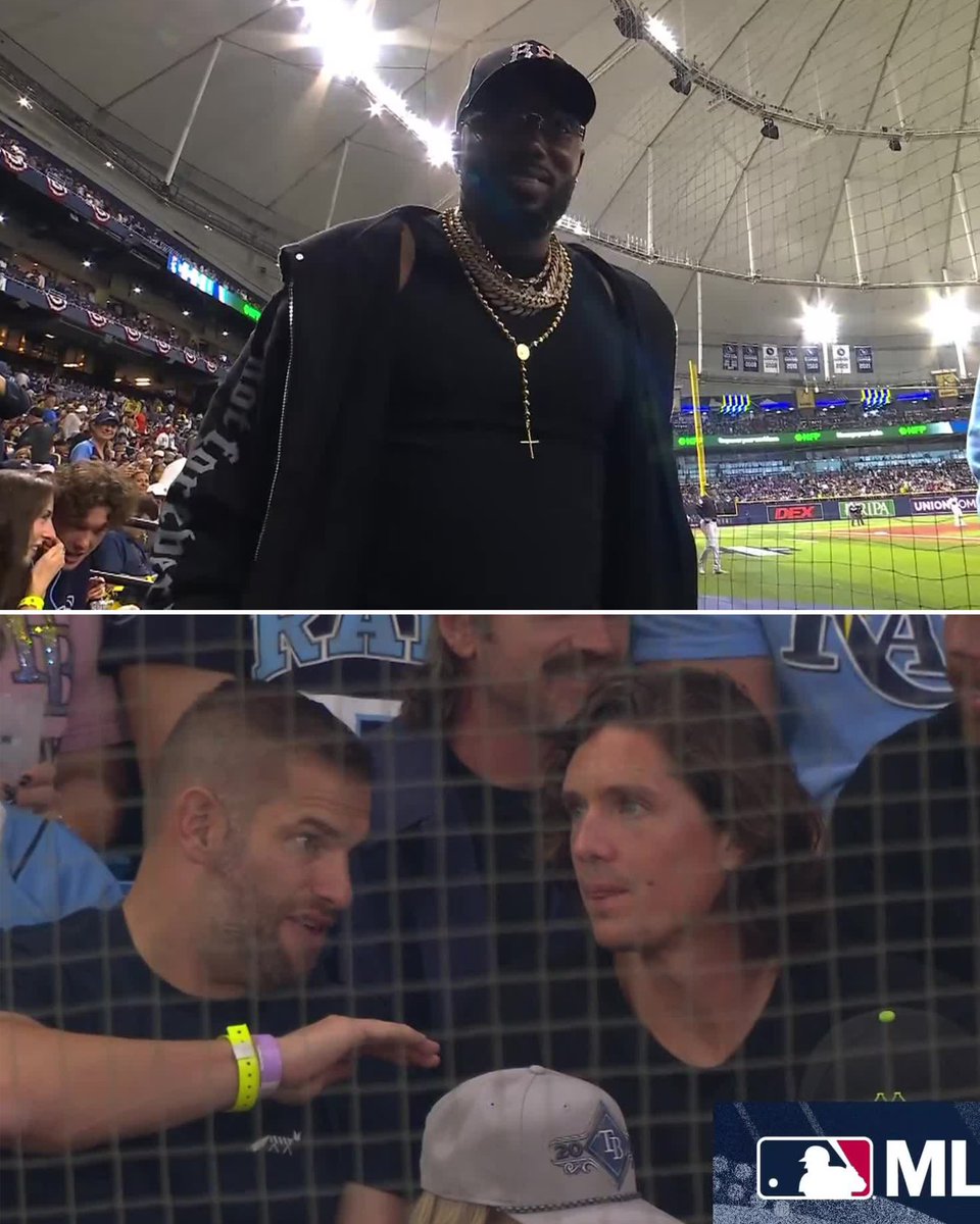 BRWalkoff's tweet photo. Former Rays Randy Arozarena and Tyler Glasnow are in the house for Game 6 🫡 https://t.co/DMDBpiI8lE