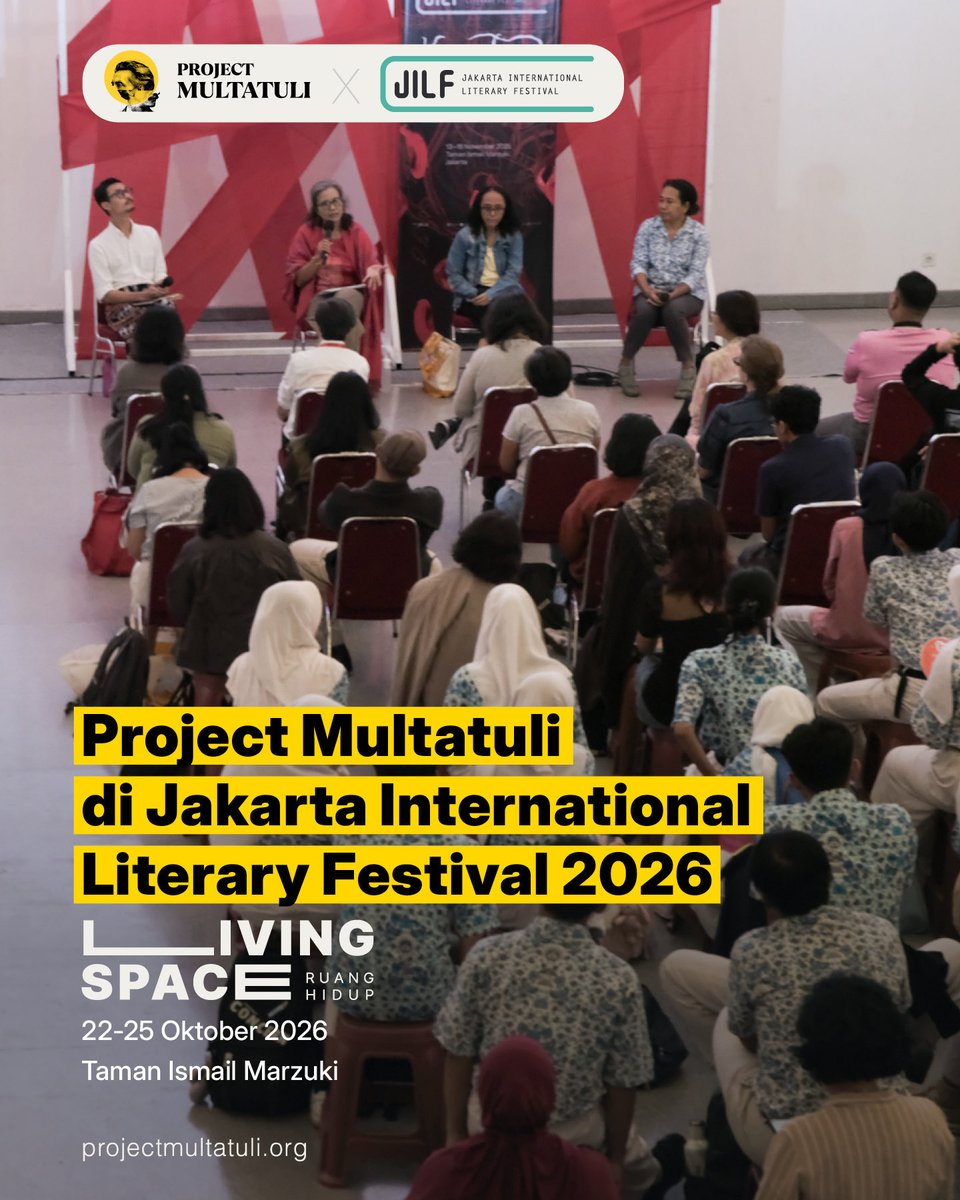 projectm_org's tweet photo. Ayo kita ketemu di Jakarta International Literary Festival 2026. 

Ada ragam acara diskusi, bazar buku tentunya, ada berbagai pertunjukan seni juga. Kita datang ke “Ruang Hidup” dan kita saling menghidupi di acara JILF 2026. 

📷: Adrian Mulya, JILF

#JILF2026 #LivingSpace #RuangHidup #ProjectMultatuli