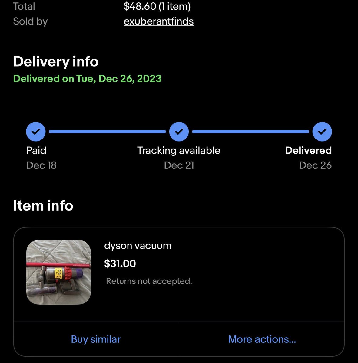 apache_kyiv_ua's tweet photo. @soft_fox_lad I bought a used V10 Dyson off eBay for less than $50, and a replacement battery and a charger for another $50 - I don’t see what is prohibitively expensive in the battery replacement cost. https://t.co/QETQ2tNFqG