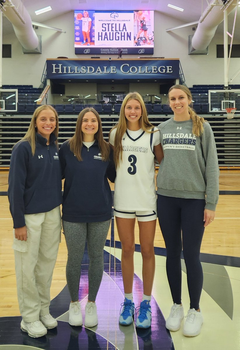 StellaHaughn's tweet photo. Grateful to spend time with the @ChargersWBB on an unofficial visit and experience what Charger culture is all about!

A huge thank you to @briebrennan22, @_sophiapierce, @kmjimenez3, Tyler Cortright, and the entire Hillsdale College WBB team for a warm welcome, campus tour, and the opportunity to watch practice!

Excited to continue building this relationship!💙🤍
#Classof2028 #2028WBB #ComboGuard #GoChargers