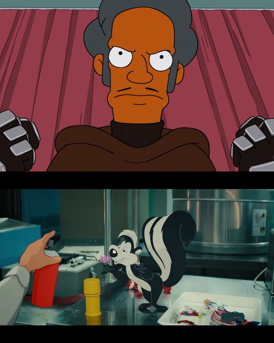 ToonHive's tweet photo. Apu from ‘The Simpsons’ and Pepé Le Pew from ‘Looney Tunes’ both made their returns in the same year. https://t.co/VFaOvn32s7