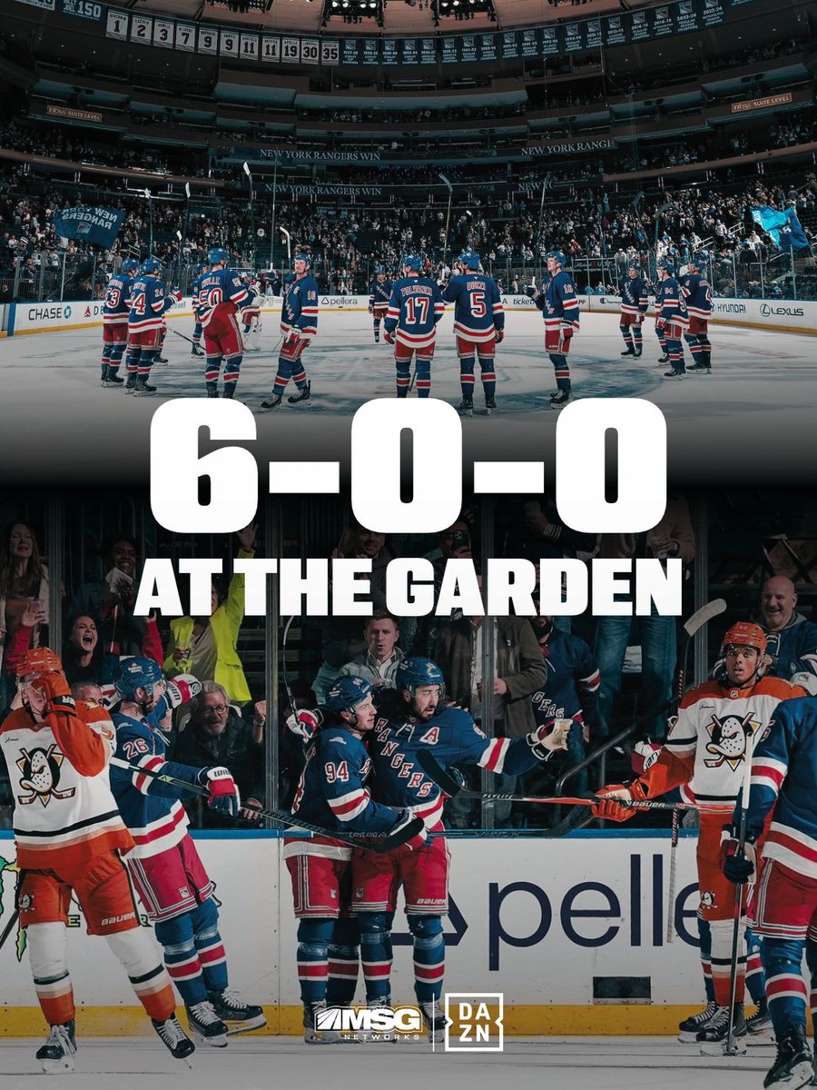RangersMSGN's tweet photo. The @NYRangers have been cookin' at home! 🔥The Blueshirts are perfect at The Garden! #NYR https://t.co/94A1B1yO3q