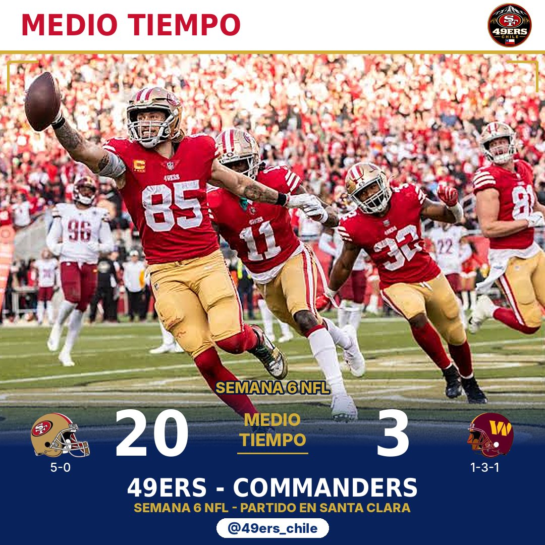 49ers_Chile's tweet photo. Medio tiempo en Santa Clara @NFLChile https://t.co/GfXHS3LPEY
