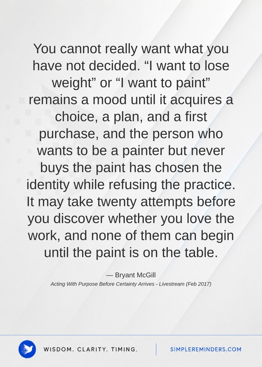 SimpleReminders's tweet photo. Desire Becomes Real When Practice Begins
— Bryant McGill, Acting With Purpose Before Certainty Arrives - Livestream (Feb 2017)
https://t.co/tUC2T0sE9S https://t.co/je1dqy2X2I
