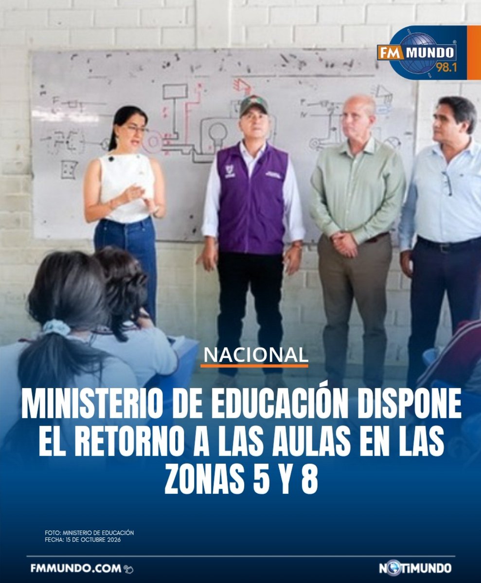 notimundoec's tweet photo. 🇪🇨 #Ecuador |  Desde este 20 de octubre se retoman las clases presenciales en las zonas educativas 5 y 8, conforme a lo dispuesto por el Ministerio de Educación, Deporte y Cultura. 

Zona 5: provincias de Santa Elena, Los Ríos, Bolívar y todos los cantones. 

Zona 8: Guayaquil, Durán, Samborondón. 

En lugares como Balao y Milagro, y en la parroquia Tenguel de Guayaquil, se mantienen  en monitoreo permanente para precautelar la seguridad de los  estudiantes. Las disposición  sobre el retorno  a clases en los lugares antes mencionados se comunicarán a través de las direcciones distritales de acuerdo a los reportes de las condiciones climáticas.

#FmMundo, 100% digital