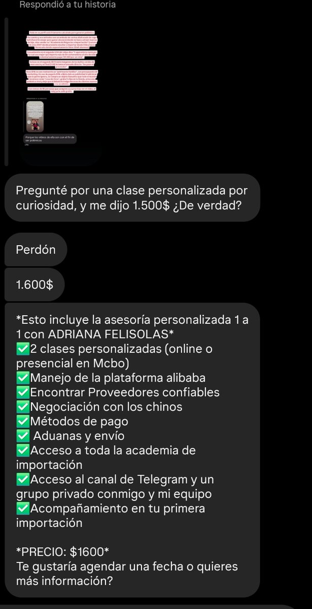 ipoolgian's tweet photo. Todo en su perfil está fríamente calculado para generar polémica.

Su cuenta y sus métodos son un embudo de ventas disfrazado de rage bait (hacerte enojar para ganar alcance) donde no busca atraer marcas de lujo, sino vender su "Academia de Negocios e Importación" (cursos de unos $147 donde promete enseñar a importar desde China hacia Venezuela donde supuestamente tiene 30mil alumnos)

Casualmente en el segundo 0:54 del vídeo dice "Y aquí está la razón por la cual una mujer que importa más de 50 contenedores al año decidió voluntariamente pagar $11.000 por un reloj".

Incluso en el segundo 00:11 mete imágenes de los bultos verdes de mercancía y al final (1:30) te lanza el anzuelo directo: "les paso el proveedor".

Esos $11k no son realmente un "patrimonio familiar", son presupuesto de marketing. En vez de pagarle $11k a Meta Ads en publicidad tradicional que la gente ignora, se compra un objeto llamativo que todo el mundo reconoce como "cosa de ricos", graba 5 clips en la tienda, arma una polémica viral y deja que el debate le traiga decenas de clientes nuevos a su academia.

Ella aplica el modelo "High-Ticket" (venta de alto valor), es decir: cobrar precios exorbitantes por mentorías rápidas.

Con esta asesoría de $1.600, literalmente sólo necesita que 7 incautos caigan ($1.600 x 7 = $11.200) para que el Cartier de $11k le salga completamente gratis.

Pero, ¿por qué necesita mostrar el Cartier para cobrar $1.600?

Cobrar $800 por clase (ya que el paquete ofrece sólo 2 clases personalizadas en Maracaibo u online por $1.600) es una locura para el mercado local.  Si ella no se graba gastando $11k en una boutique de lujo, nadie jamás le pagaría $1.600 por enseñarle a usar una página web. El reloj y la polémica son el "aval" visual para justificar un precio infladísimo ante gente que sueña con hacerse rica rápido.