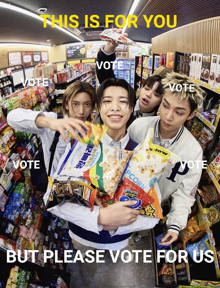 AkuMoreLa's tweet photo. mereka udah rela menguras isi minimarket demi kebahagiaan kita, masa kita nggak rela menguras tenaga buat vote mereka? AYO VOTE #LNGSHOT di kategori Fan's choice Male #2026MAMAVOTE (Mnet+) shotties 🆙🔥❤️ https://t.co/qjFmNx9i6m